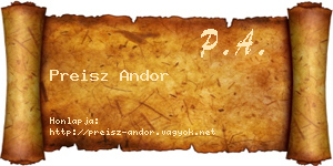 Preisz Andor névjegykártya