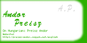 andor preisz business card